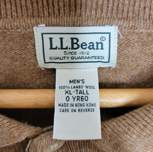 L.L. Bean | Light Brown Lambswool Polo Collared Sweater Tall - Picture 3 of 4